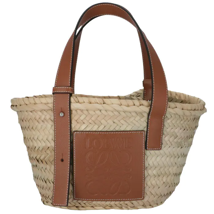 [バーゲンセール開催中!]人気大好評!LOEWE ロエベ 327.02.S93 BASKET SMALL BAG ラフィア×レザー カゴバッグ かご バスケット トート 鞄 8100/YELLOW/TAN/ WHITE レディース