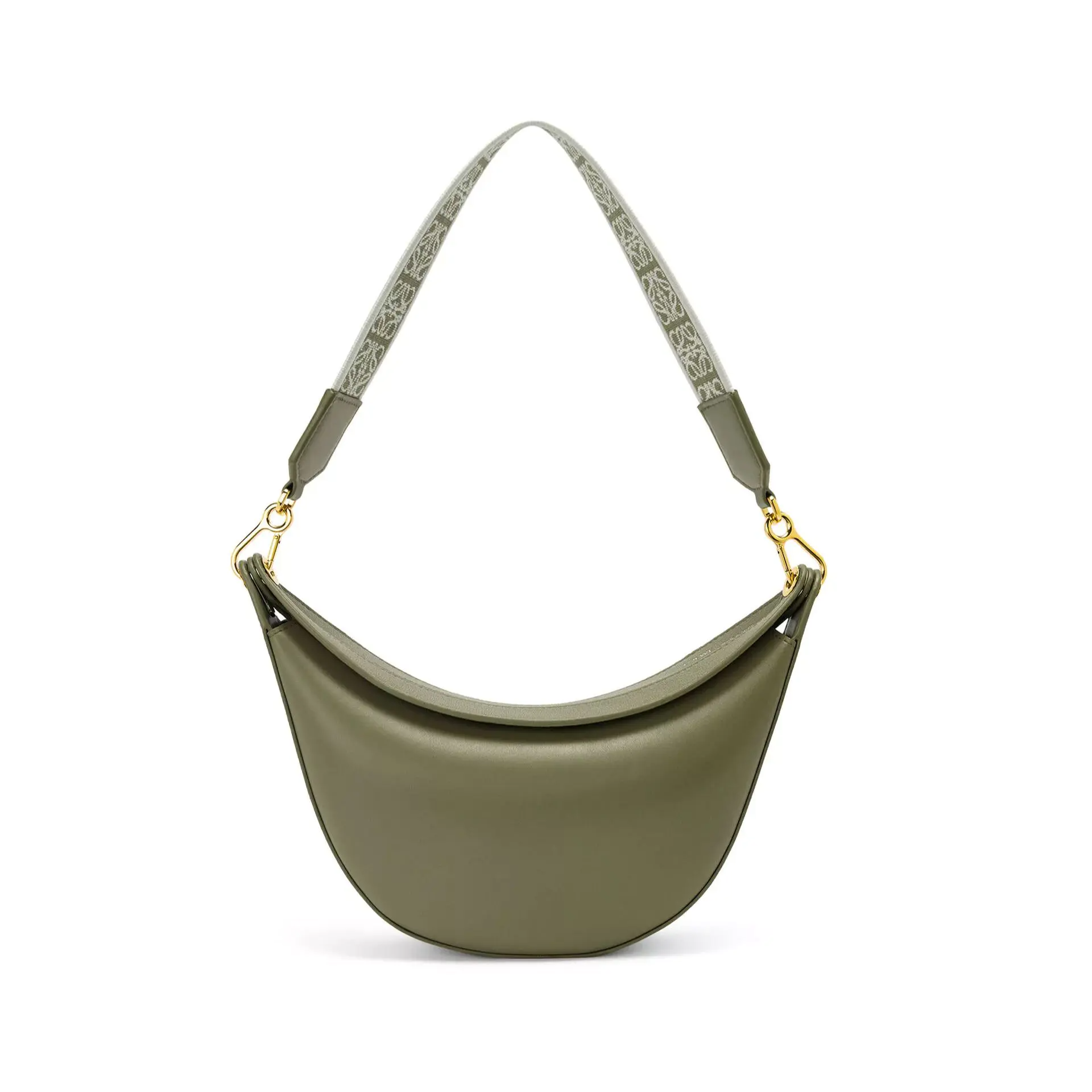 関税込 ◆LOEWE サテンカーフ&ジャカード Luna ホーボー バッグ