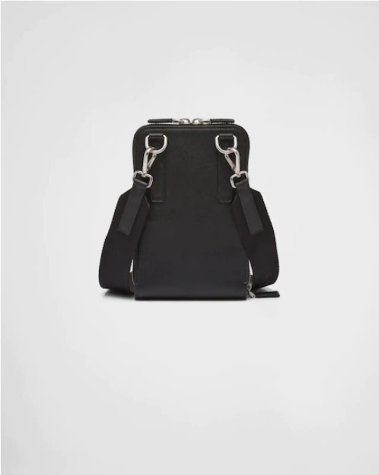 PRADA*ロゴ サフィアーノレザー スマートフォンケース ブラック