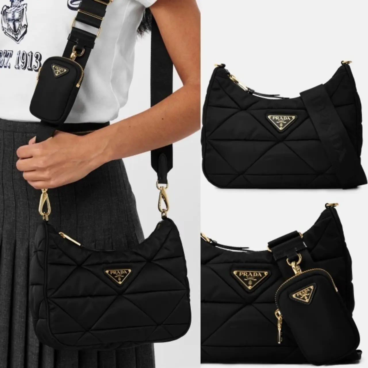 VIP価格◆PRADA◆パデッド Re-Nylon ロゴ ショルダーバッグ
