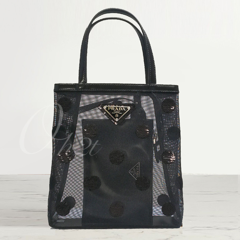 PRADA スモール ポルカドット メッシュ トートバッグ