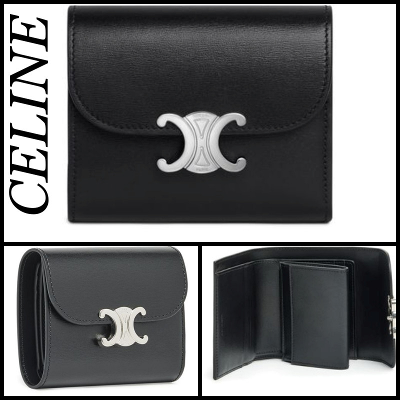 CELINE セリーヌ◆トリオンフ ロゴ 折りたたみ財布 10.5*9*3cm