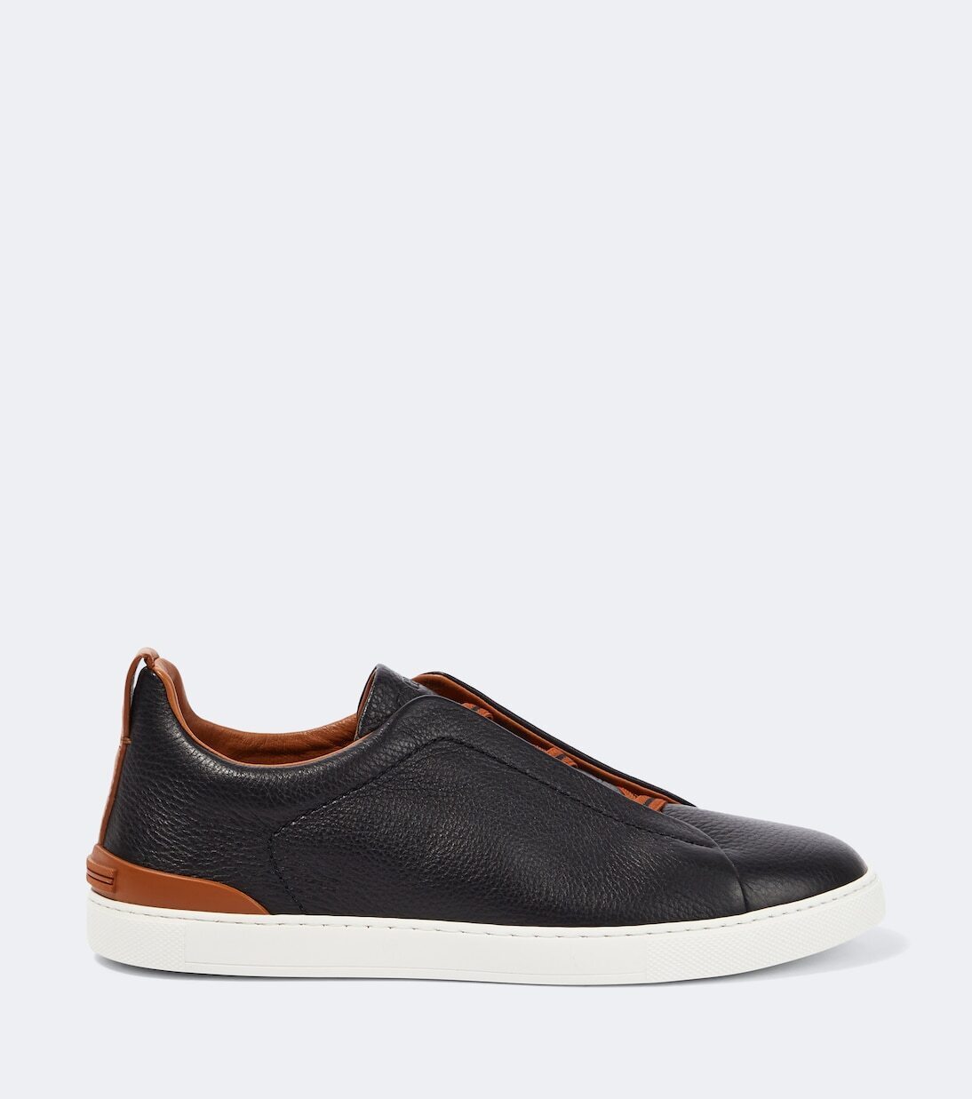 【ZEGNA】Triple StitchTMフルグレイン鹿革スリッポンスニーカー