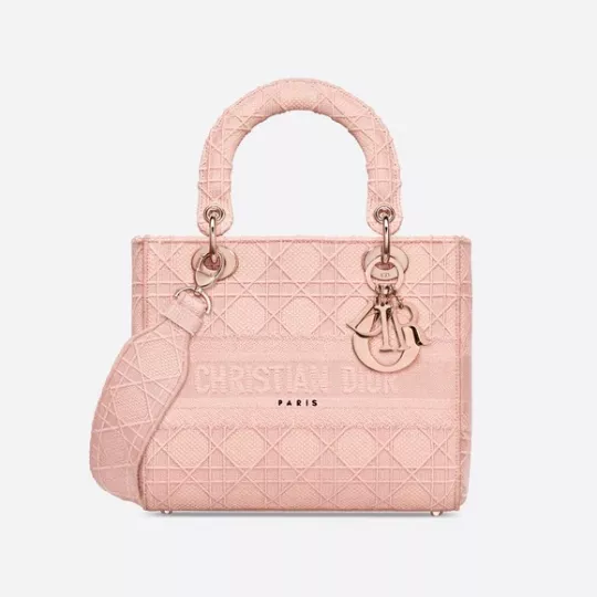 【DIOR】雑誌掲載！中村アンさん愛用！憧れのMedium Lady D-Lite Bag！ 刺繍キャンバス グレー バッグ【バッグ】