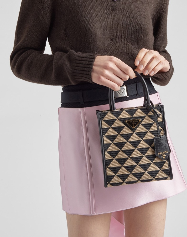 PRADA シンボル エンブロイダリージャカード ミニバッグ