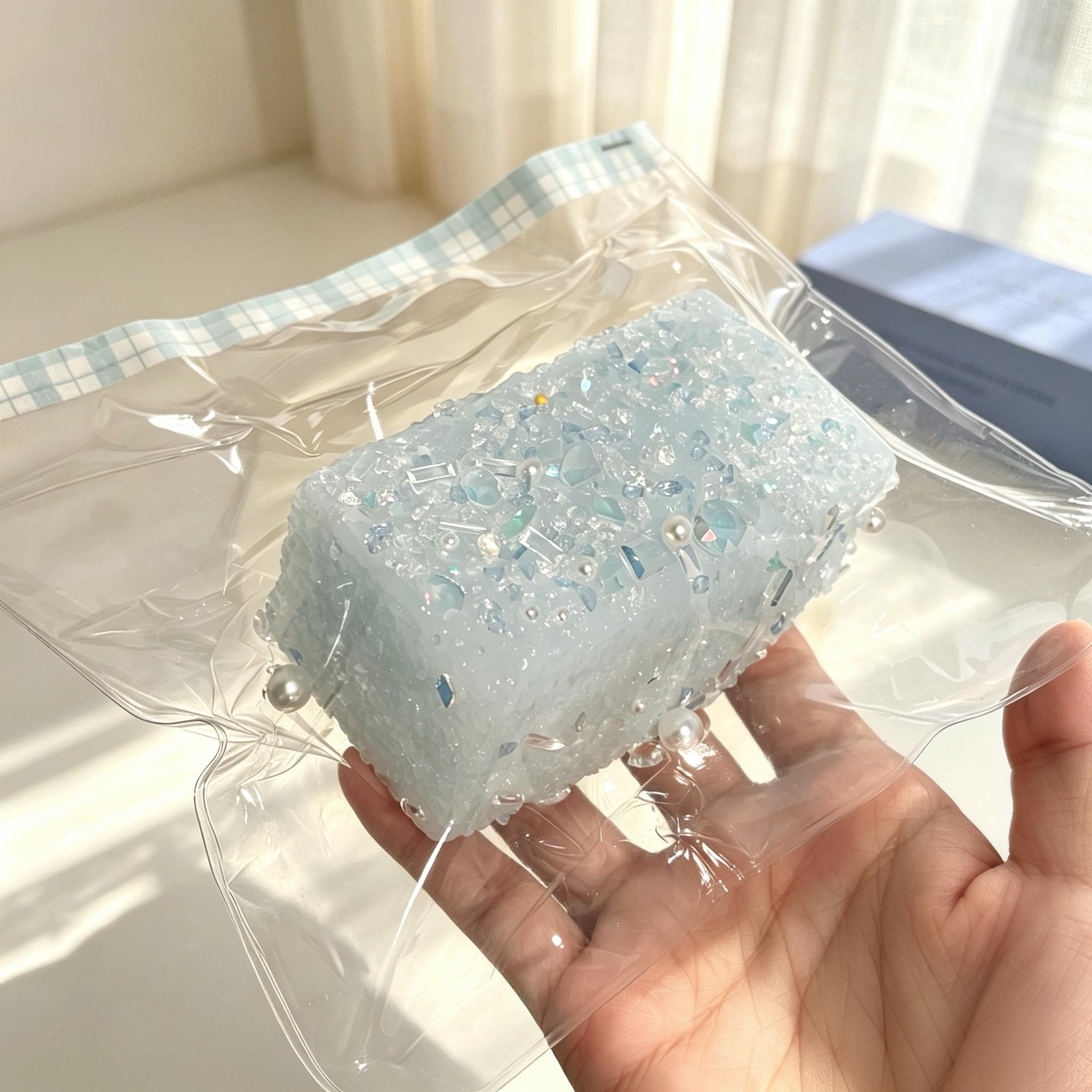 【ブルー食パン／ピンクせんべいクラッシュアイス】シリコン製のスローリバウンド式ストレス解消グッズ（スクイーズタイプ） 4