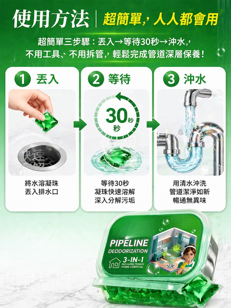 下水道疏通除臭水溶凝珠