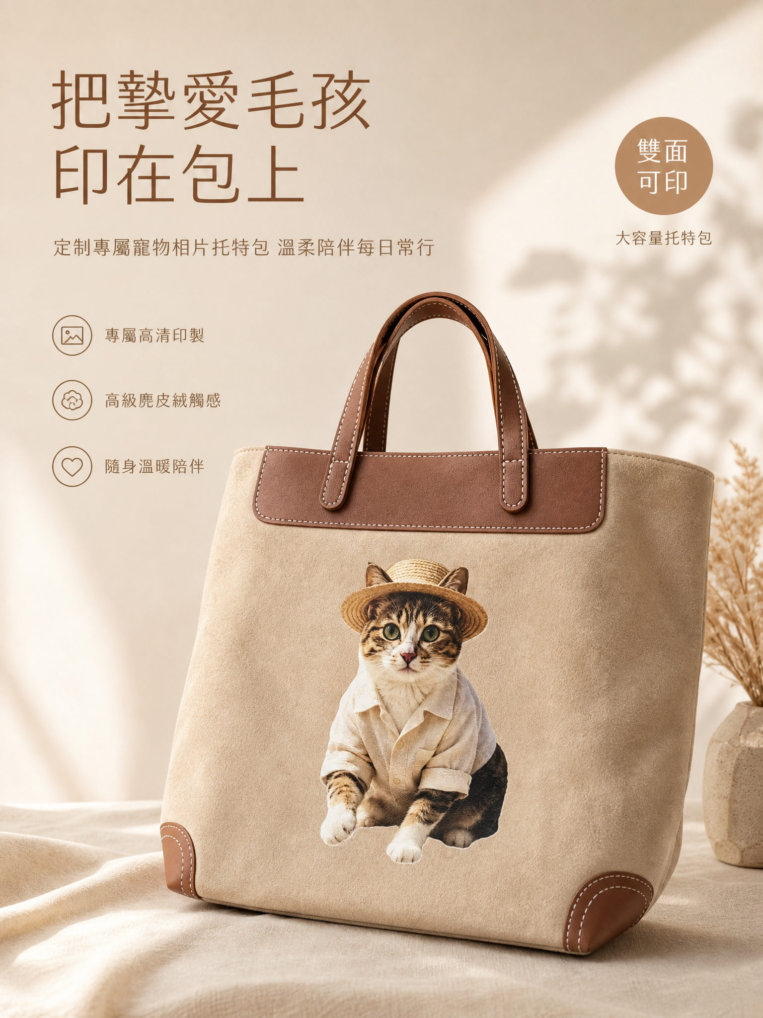 客製化寵物相主人托特包手袋雙面印製寵物客製化