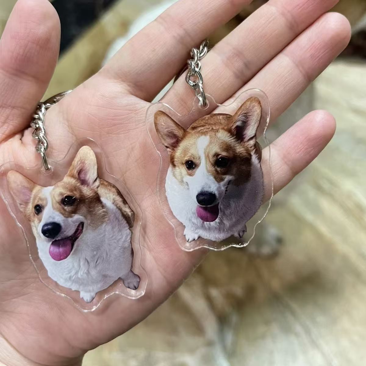 亚克力钥匙扣定制来图定做小猫小狗书包挂件猫咪照片挂饰宠物纪念