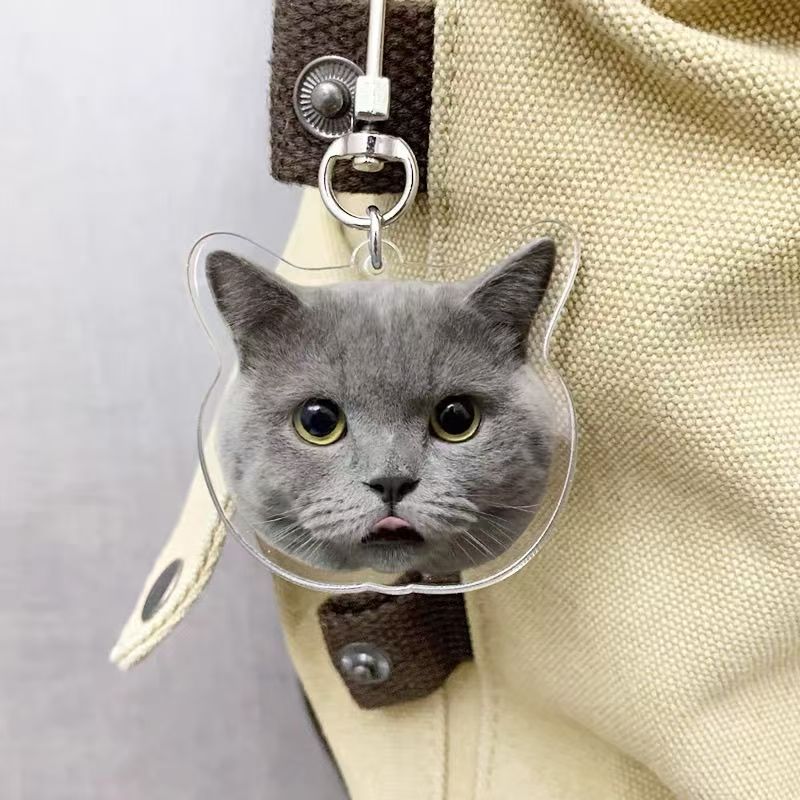 亚克力钥匙扣定制来图定做小猫小狗书包挂件猫咪照片挂饰宠物纪念