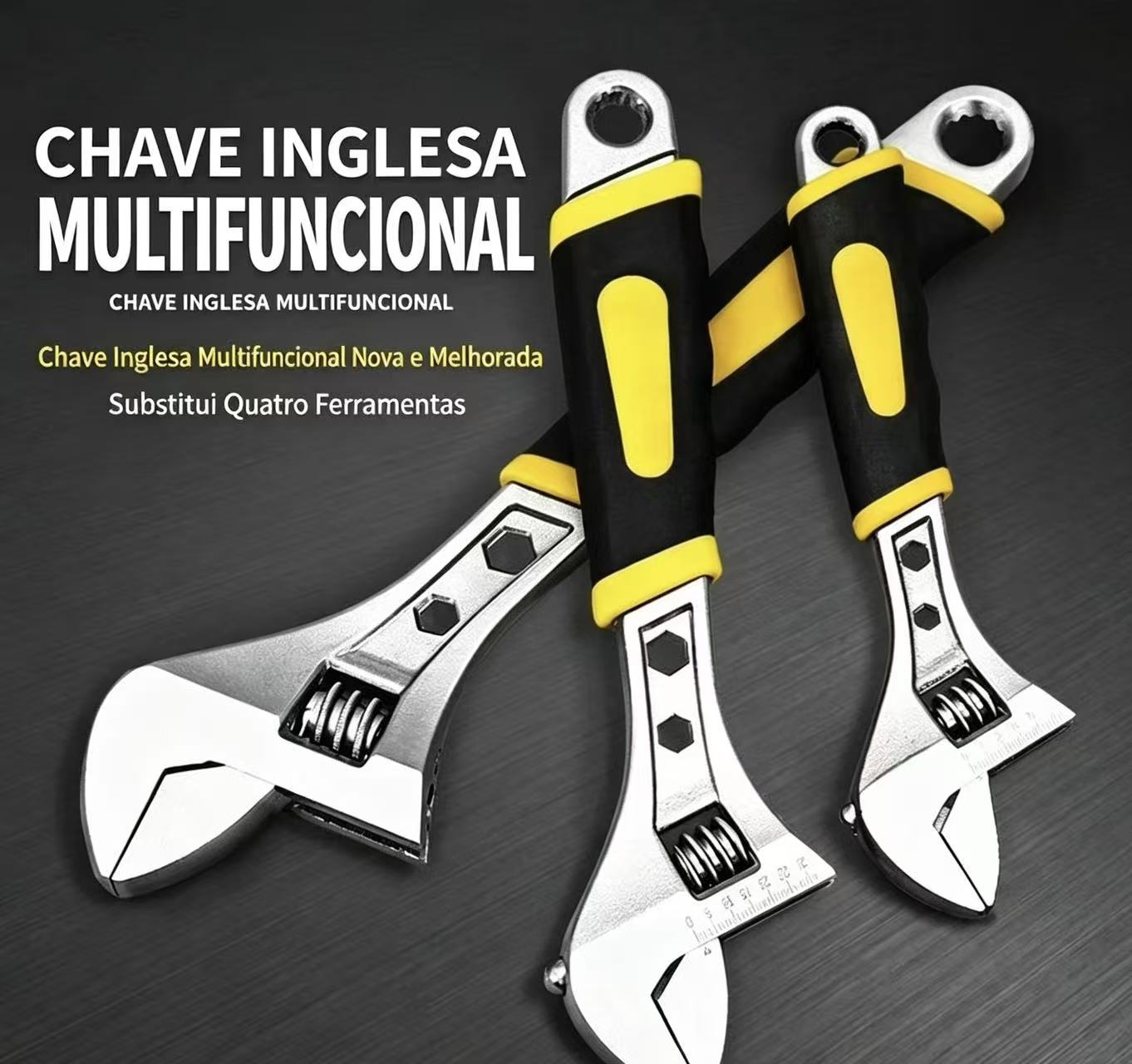 Conjunto de chave de fenda multifuncional pesada, ajustável de 6 a 12 polegadas, com cabo em TPR, para reparação de tubulações e máquinas
