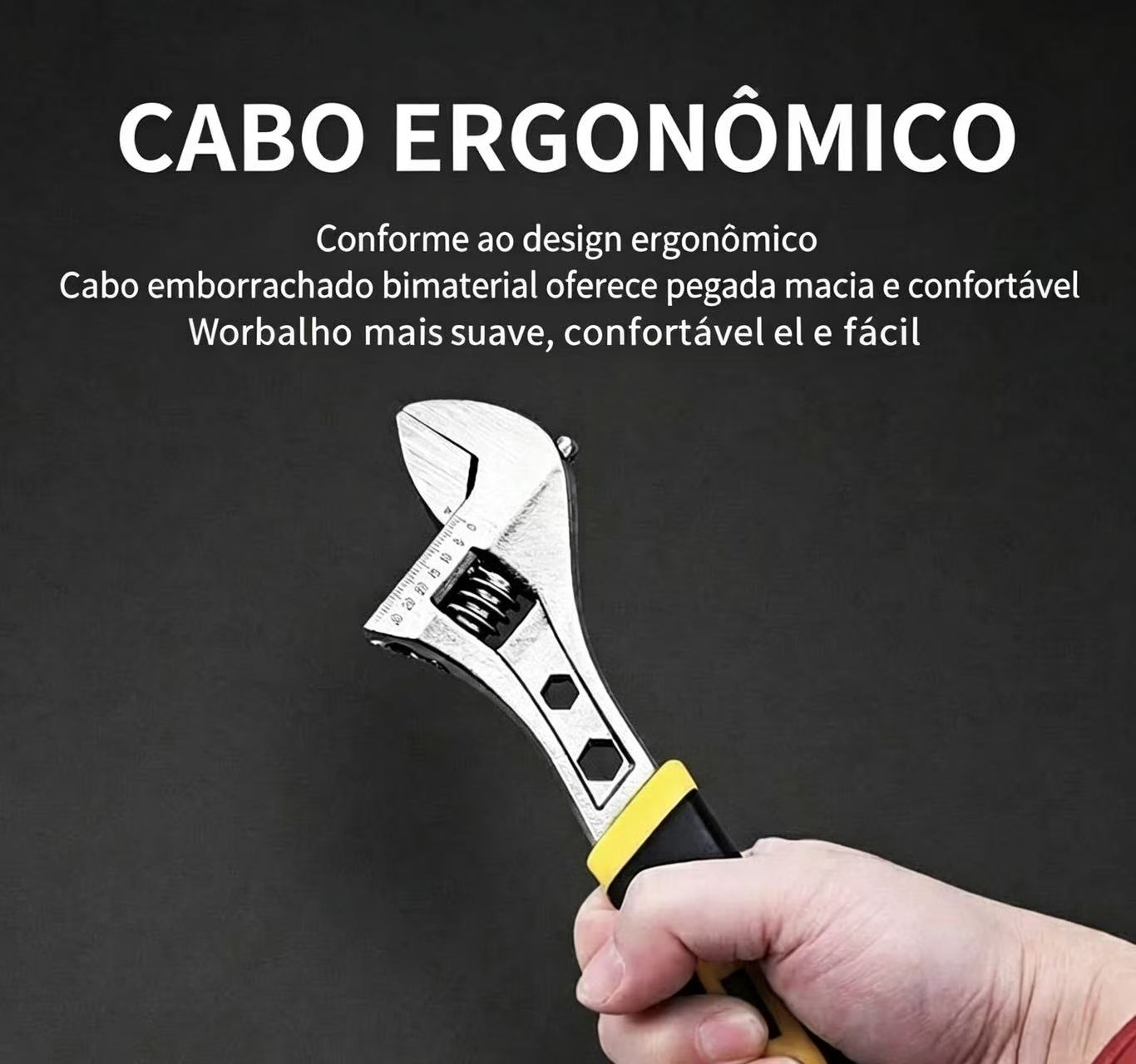 Conjunto de chave de fenda multifuncional pesada, ajustável de 6 a 12 polegadas, com cabo em TPR, para reparação de tubulações e máquinas