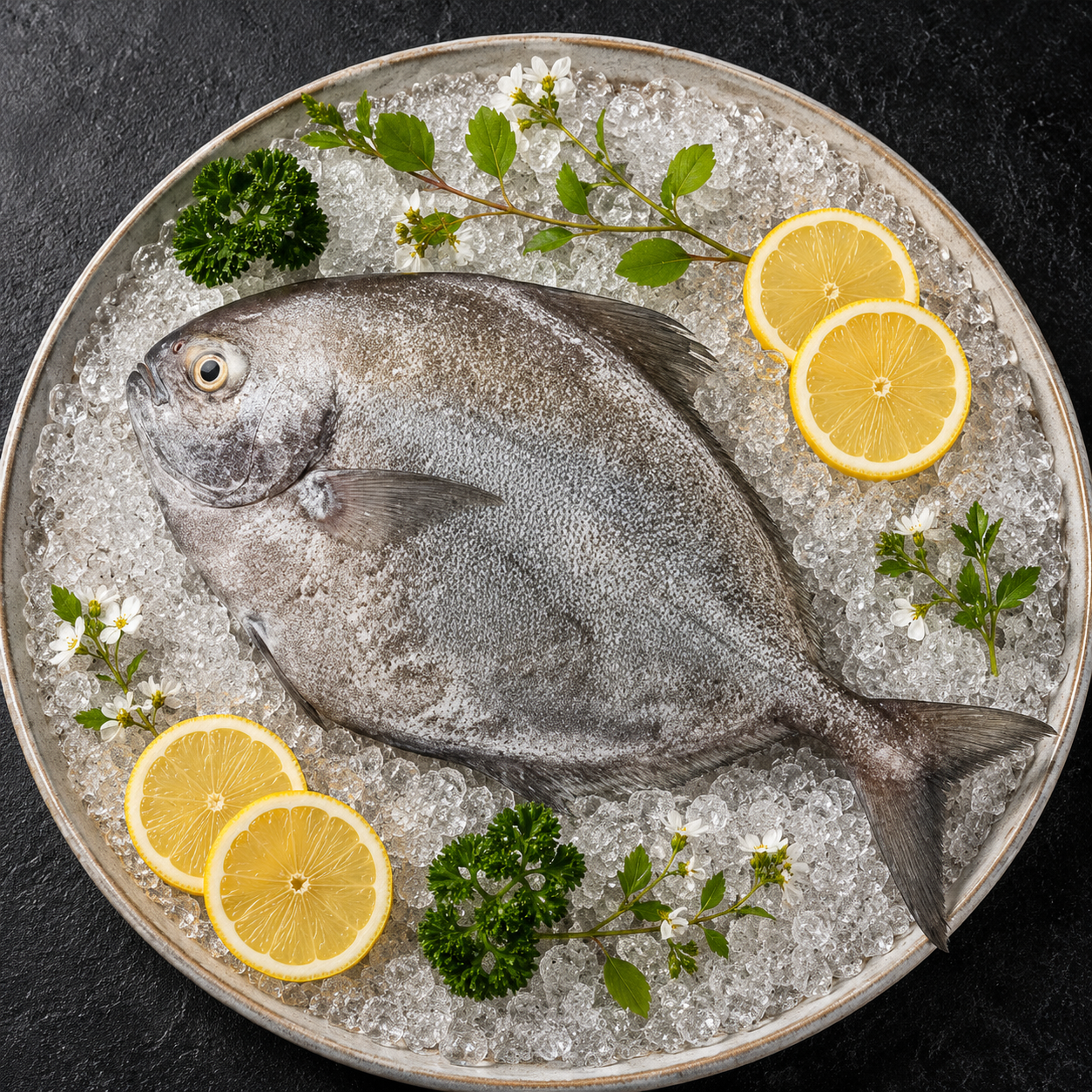 Fresh Whole Black Pomfret