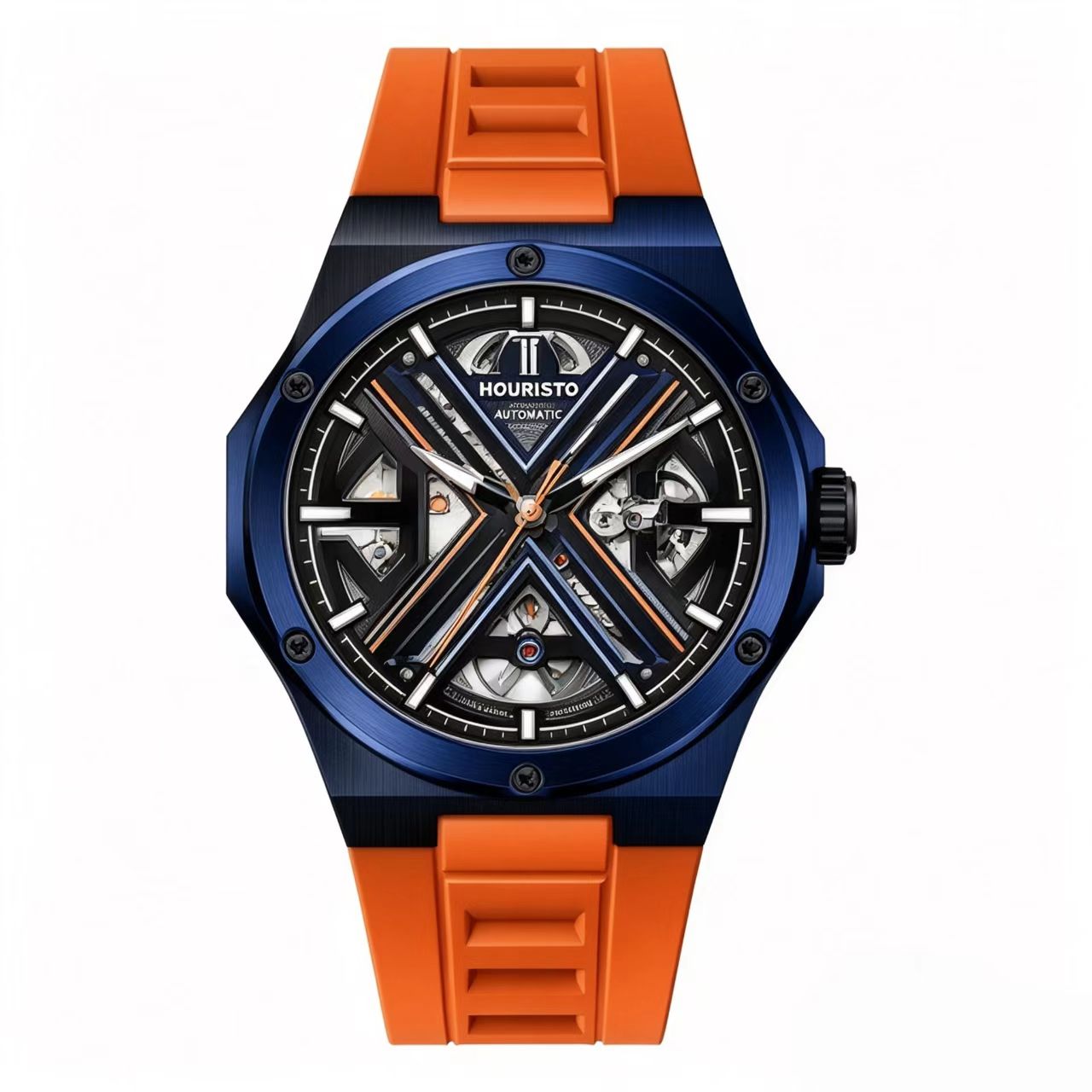 GELATU 6006 Men's Automatic Skeleton Mechanical Watch - Luxury Sports Style with Silicone Strap