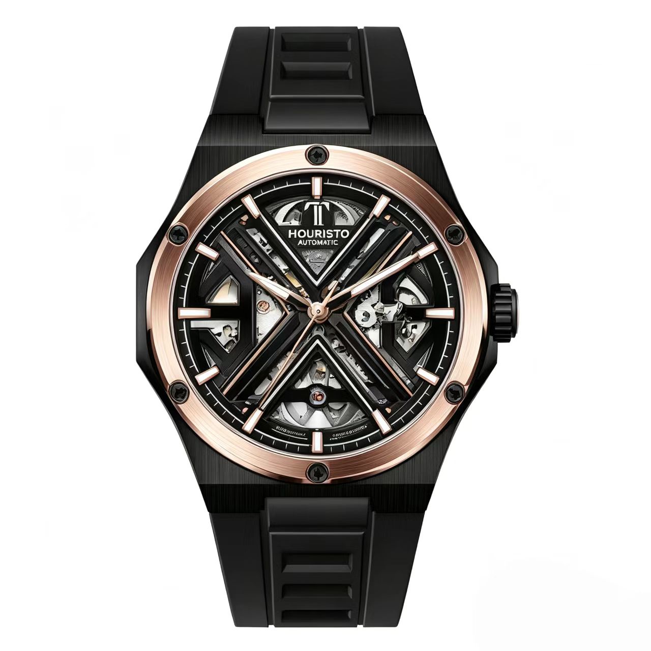 GELATU 6006 Men's Automatic Skeleton Mechanical Watch - Luxury Sports Style with Silicone Strap
