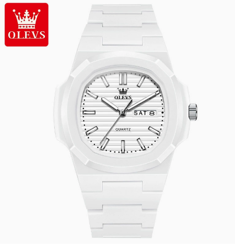 OLEVS Men's Tonneau Quartz Watch - Stylish Resin Sports Watch with Luminous Display (Model 5627QL)