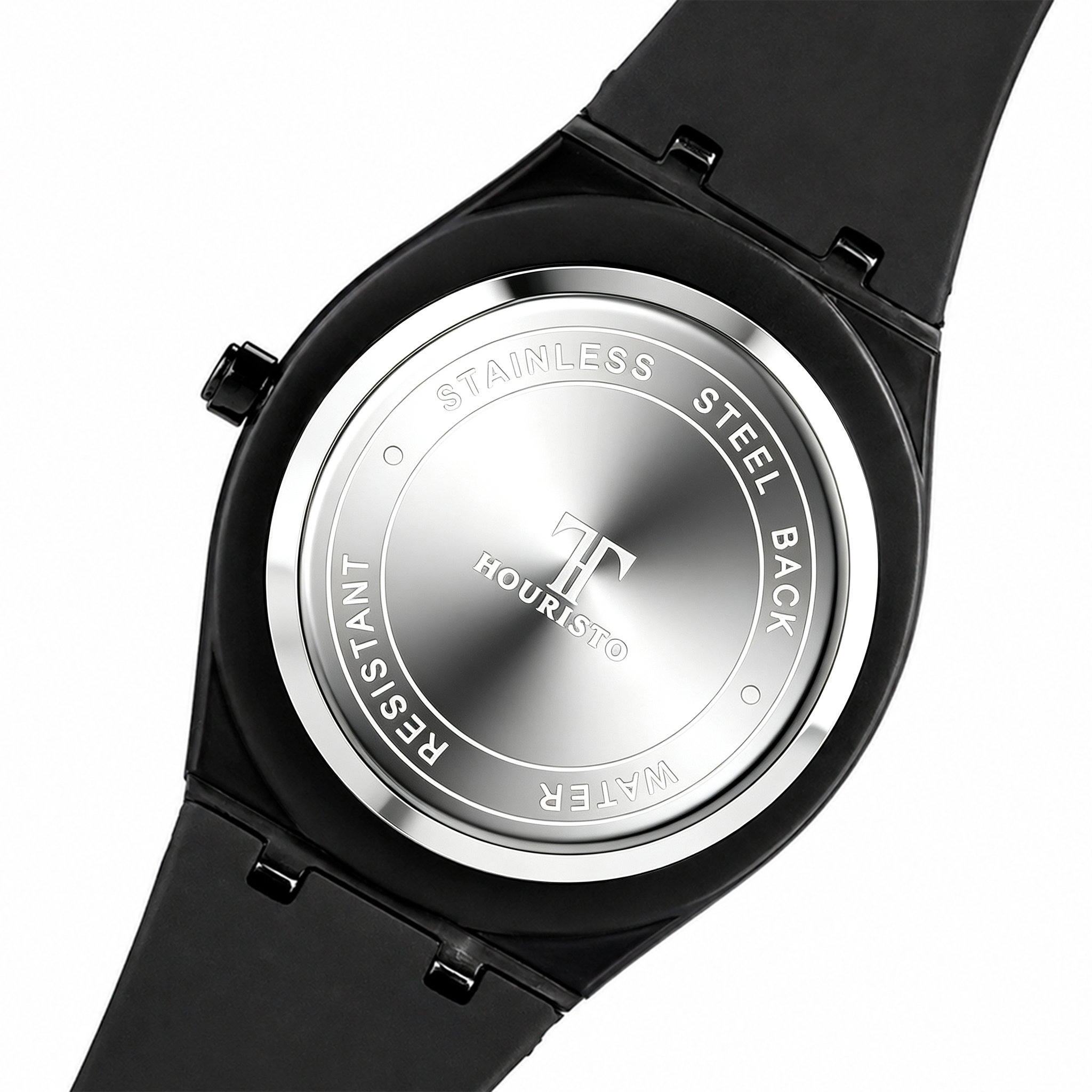 HOURISTO Men's Fashion Watch - Black Octagonal Bezel Water Resistant Sport Casual Watch
