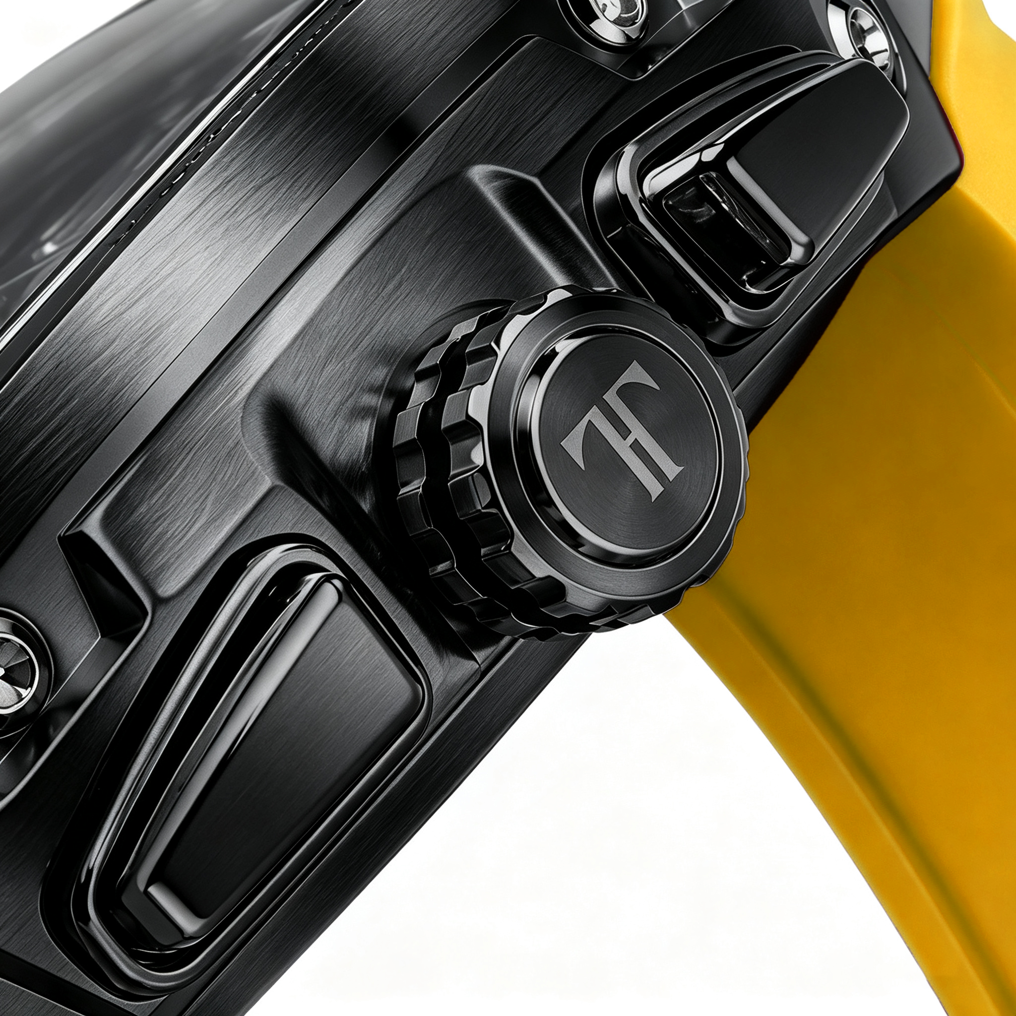 Houristo Skeleton Automatic Watch – Black & Yellow Multi-Function Chronograph with Moon Phase, Silicone Strap