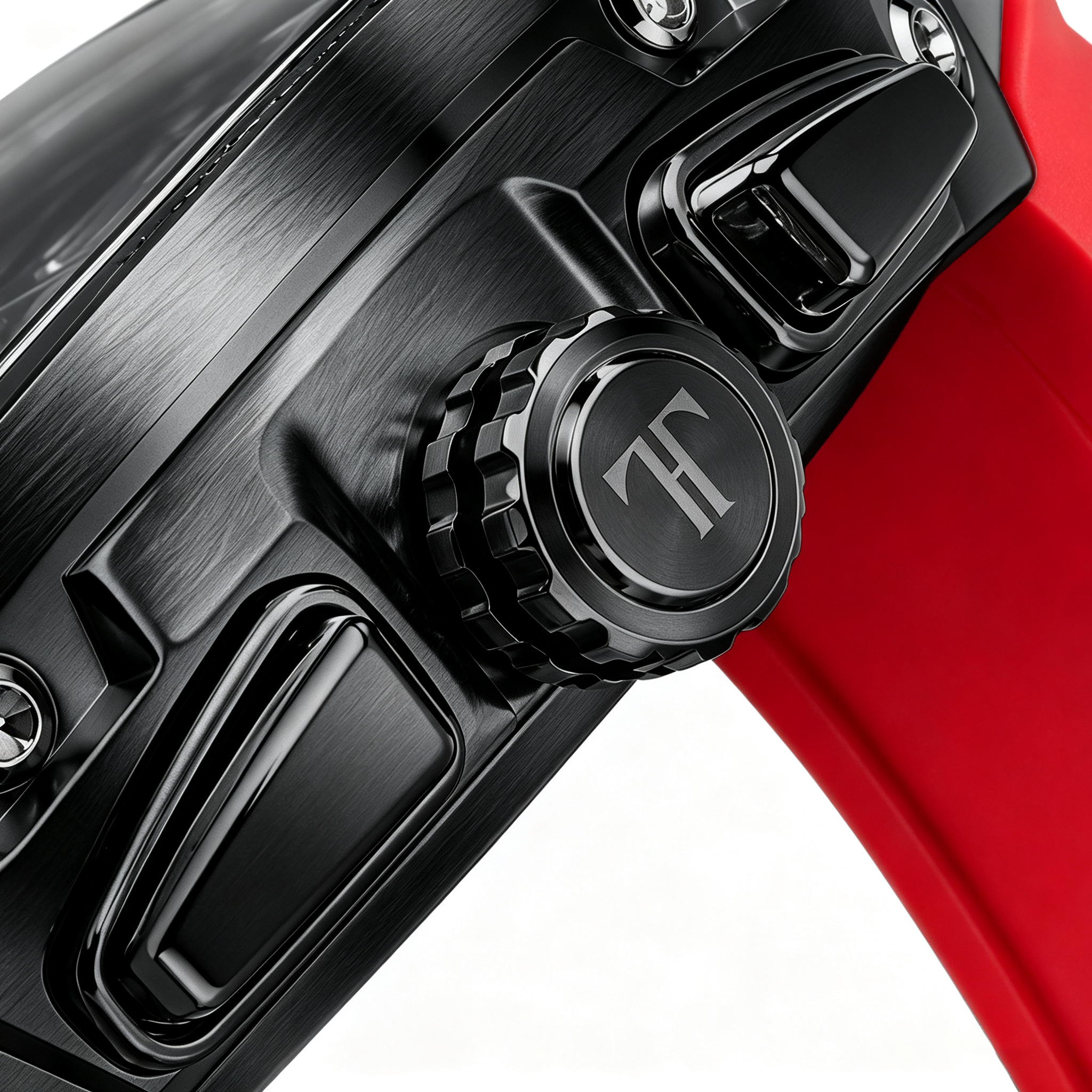 HOURISTO Automatic Skeleton Watch - Red Rubber Strap Chronograph Moon Phase Sport