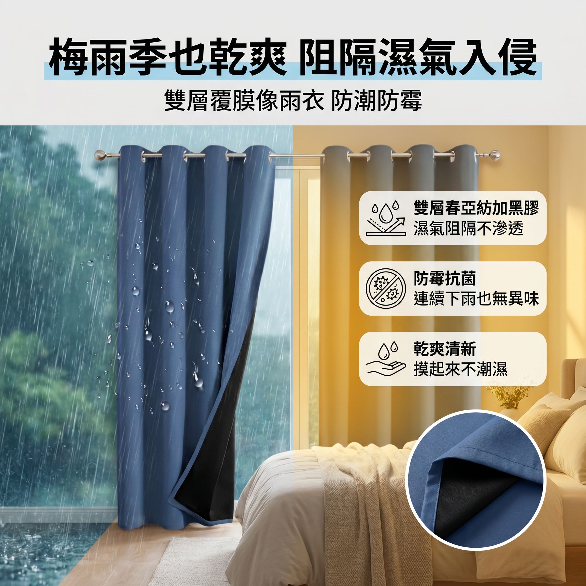 春亞紡全遮光隔熱窗簾成品窗簾
