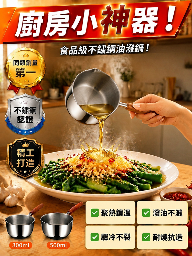 家用不銹鋼油潑鍋