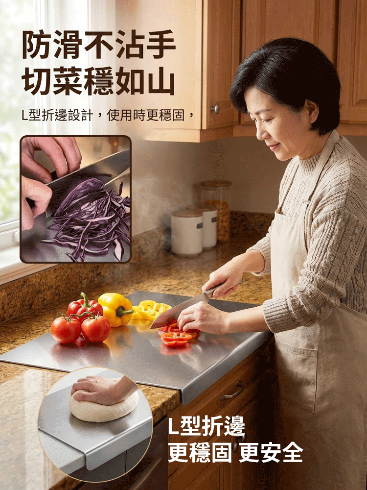 【抗菌防黴】多功能不鏽鋼菜板