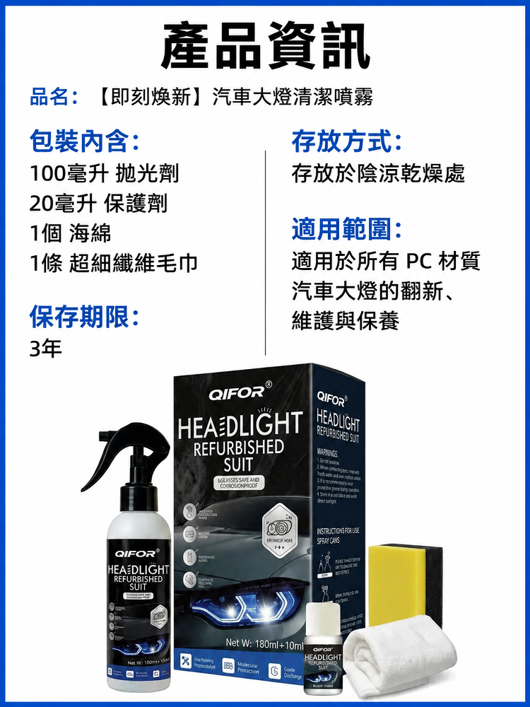 【秒煥新】汽車大燈清潔噴霧