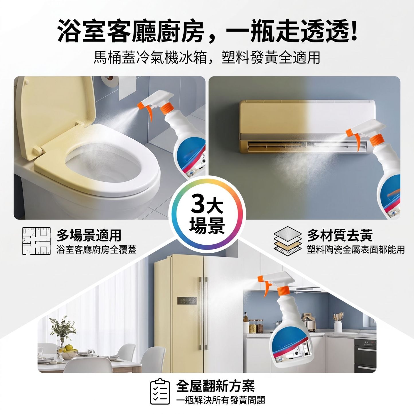 塑膠去黃劑 強力去污翻新馬桶蓋清潔劑