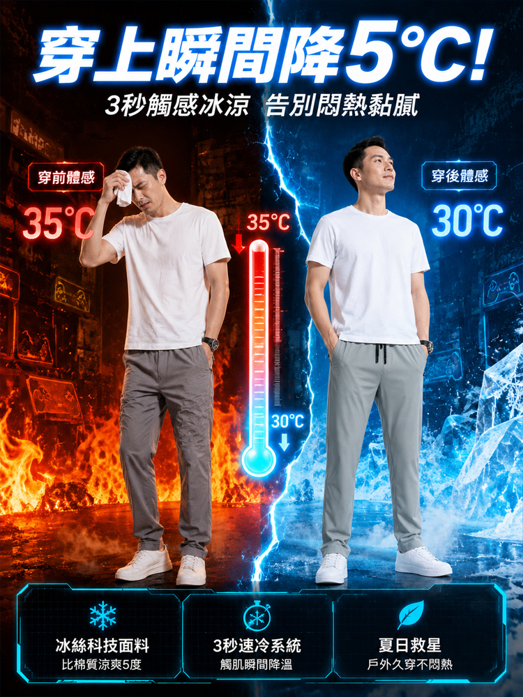 升級夏季超薄透氣冰絲褲