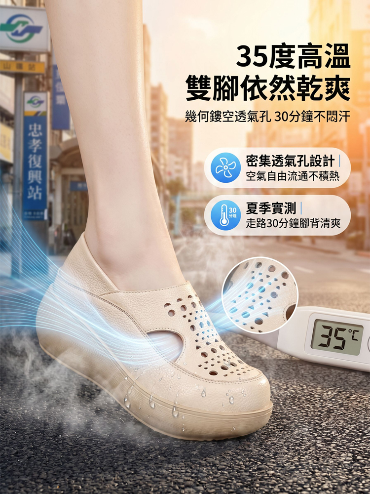 包頭鏤空透氣涼鞋女