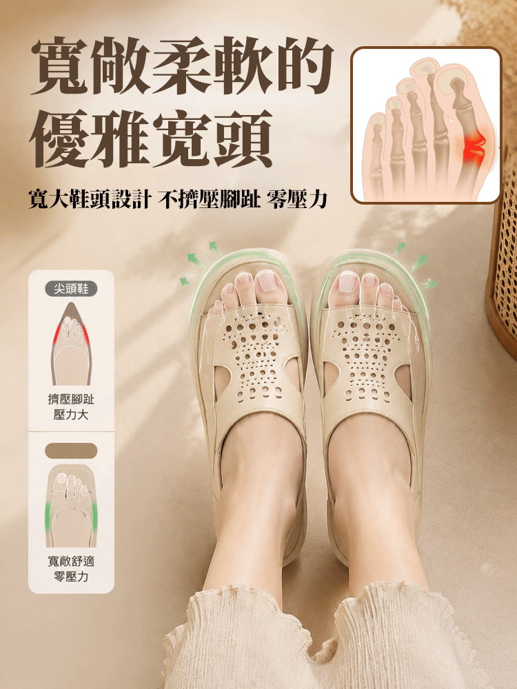 包頭鏤空透氣涼鞋女