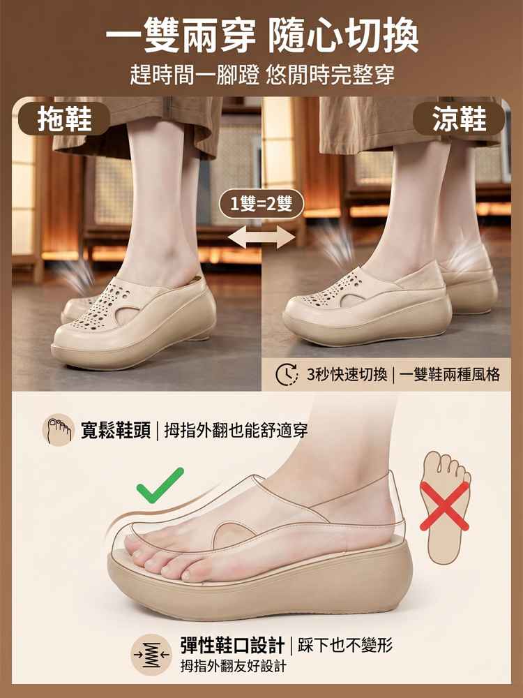 包頭鏤空透氣涼鞋女