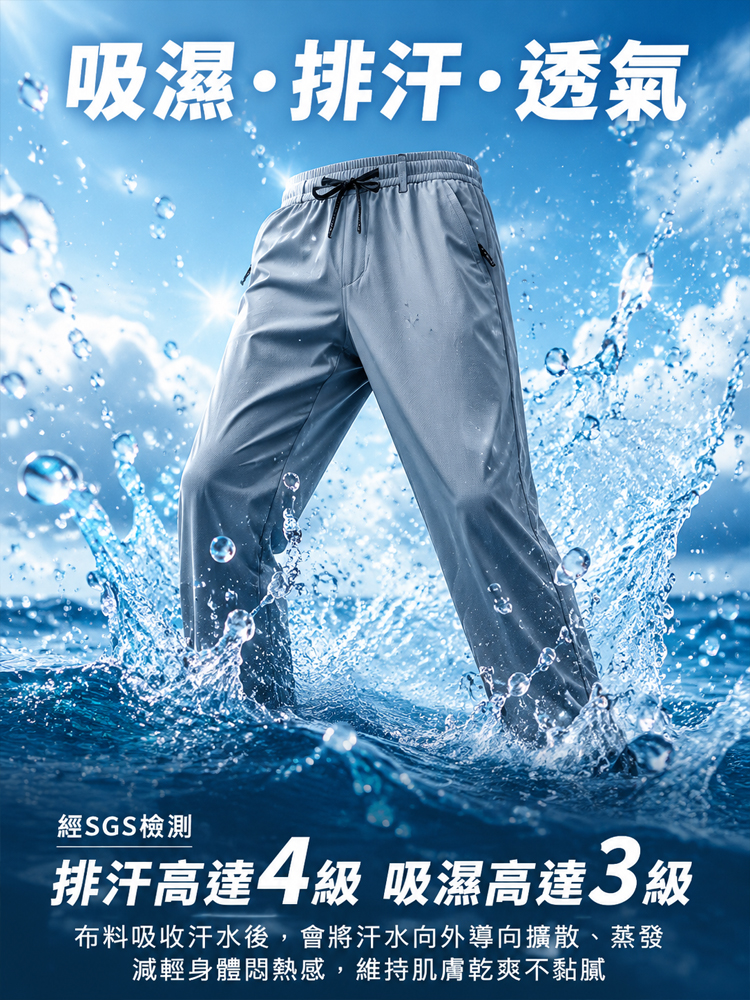 升級夏季超薄透氣冰絲褲