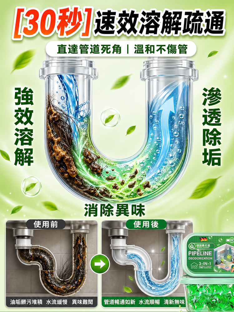 德國下水道疏通除臭水溶凝珠