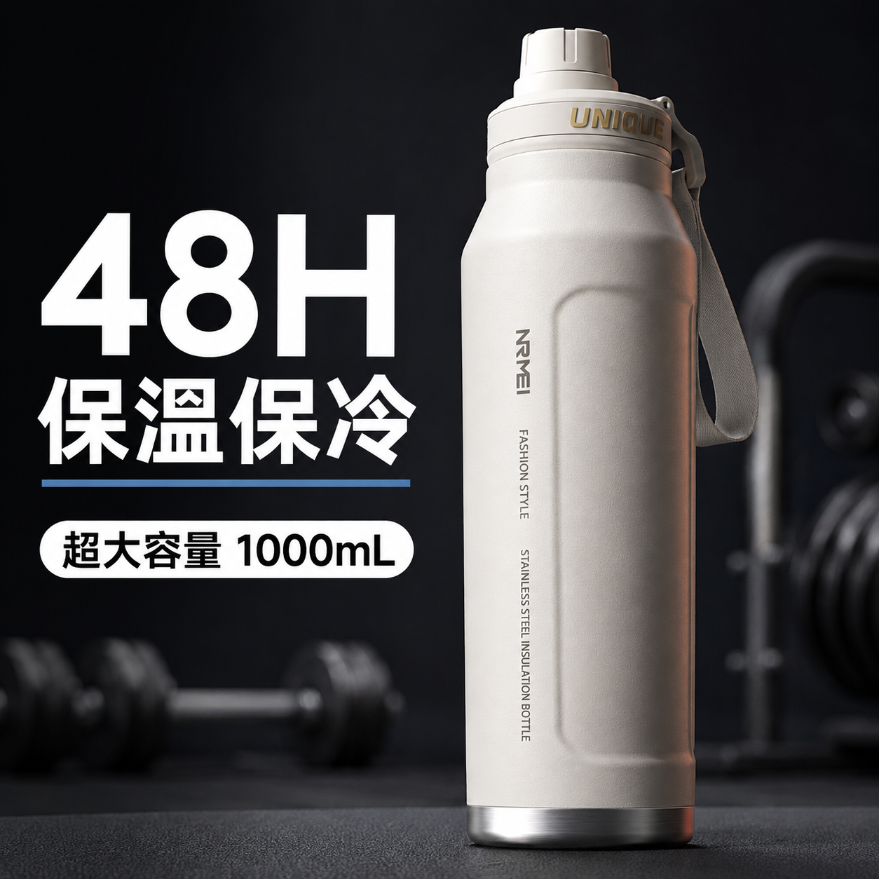 極境鎖溫｜1000mL運動保冰保溫水壺・不鏽鋼壺身