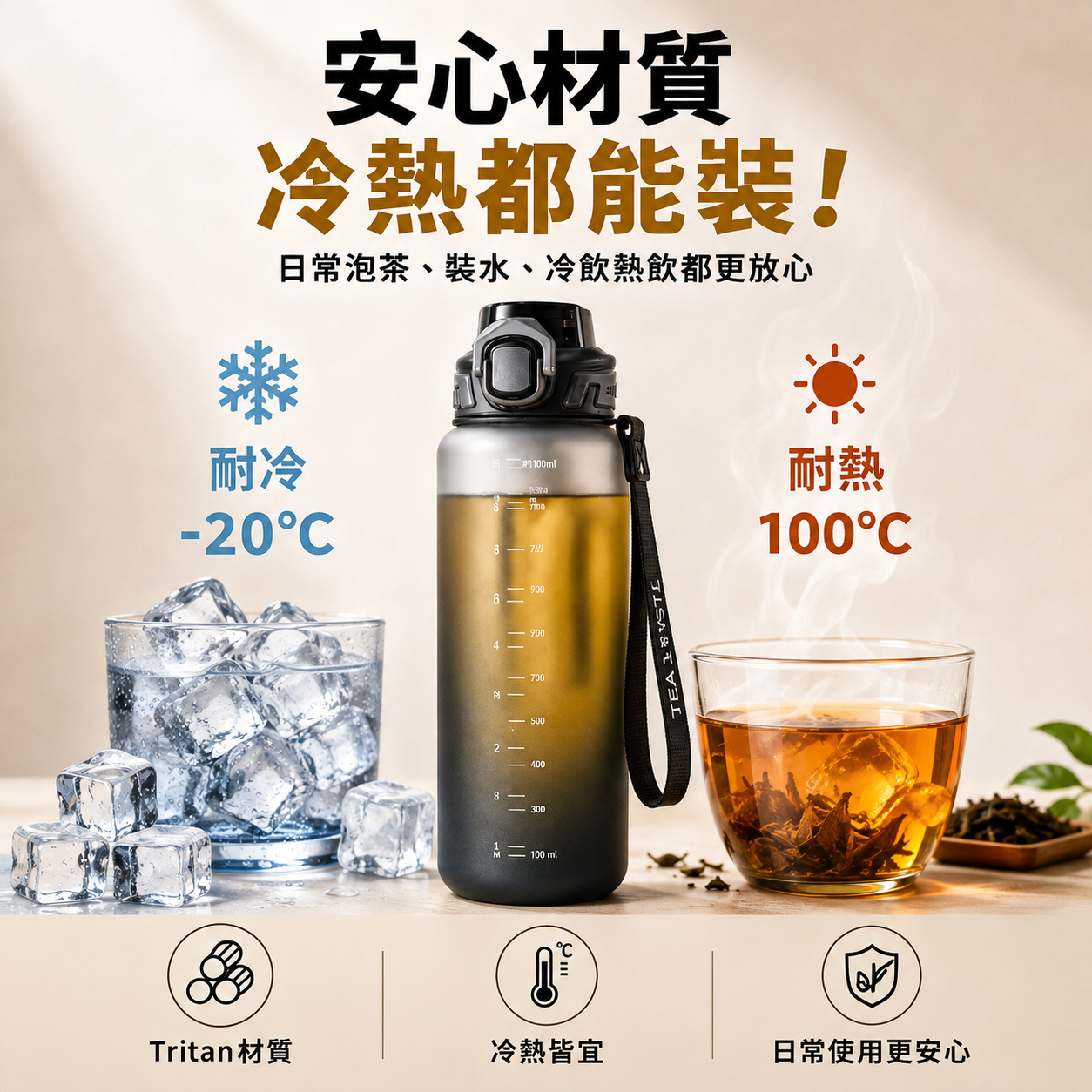 大容量隨行泡茶杯｜茶水分離設計・1100ML / 1600ML容量選擇