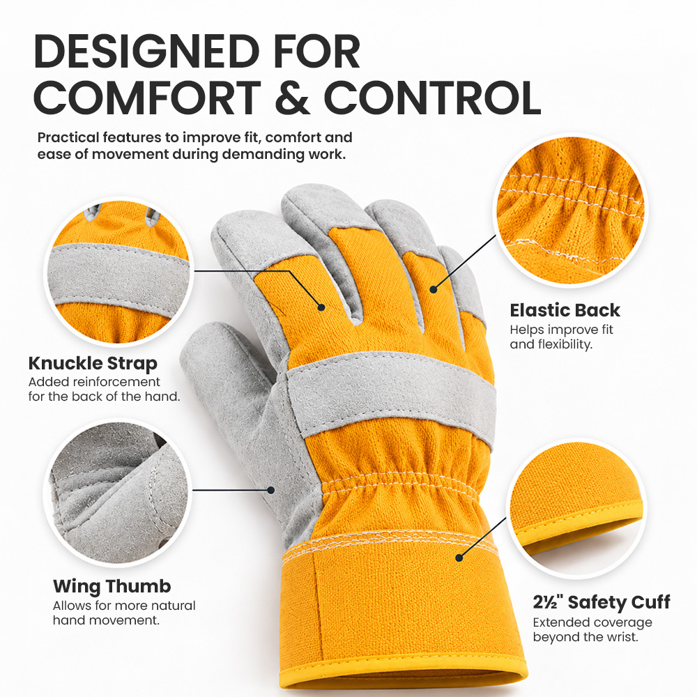 Cowhide Split Leather Work Gloves