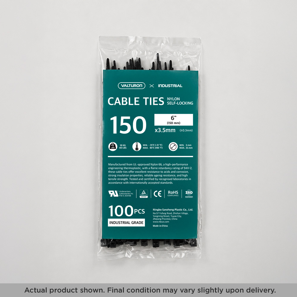 VALTURON Nylon Cable Ties – 150mm × 3.5mm