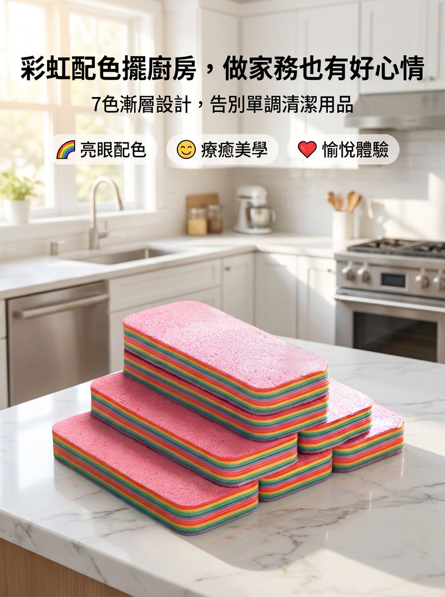 可撕家用細纖維彩虹去油清潔刷外觀展示