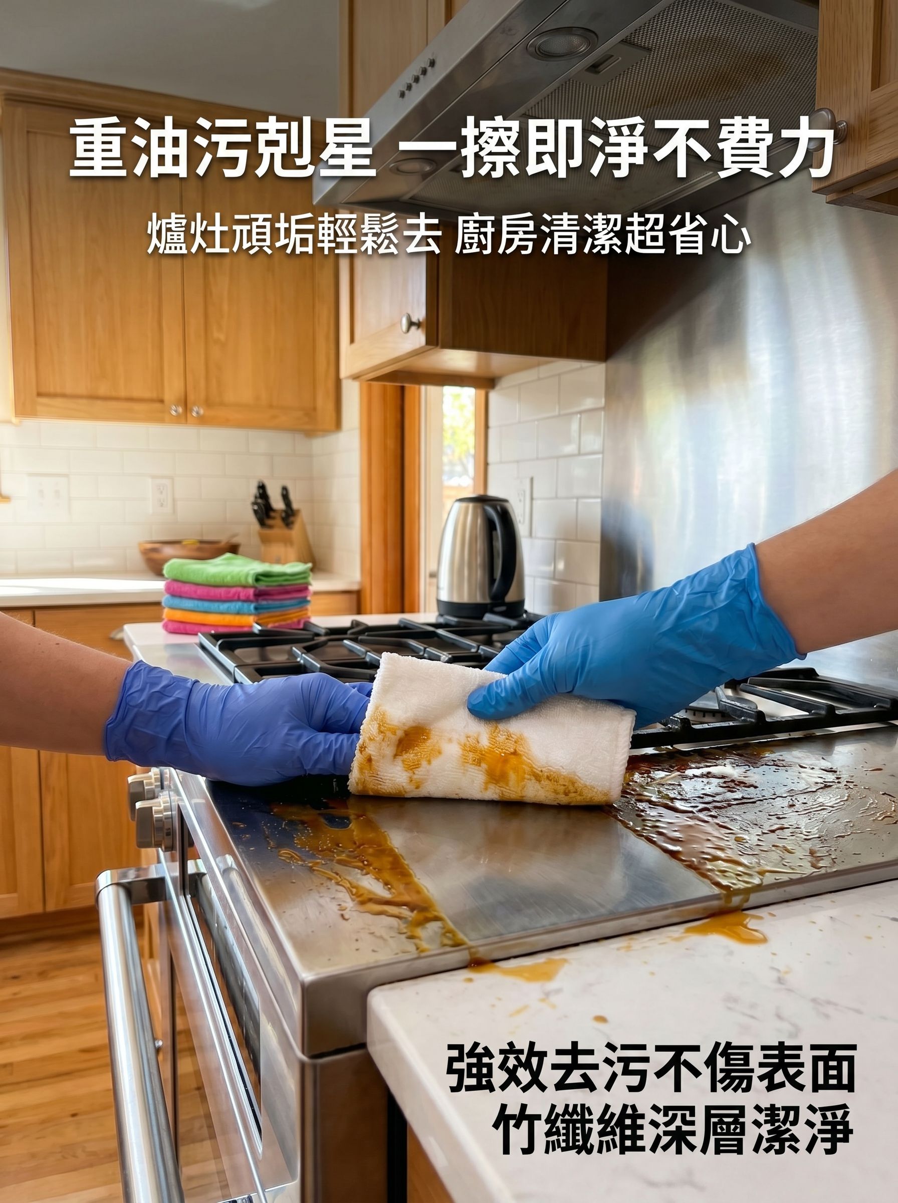 居家竹纖維洗碗巾清潔碗盤實拍