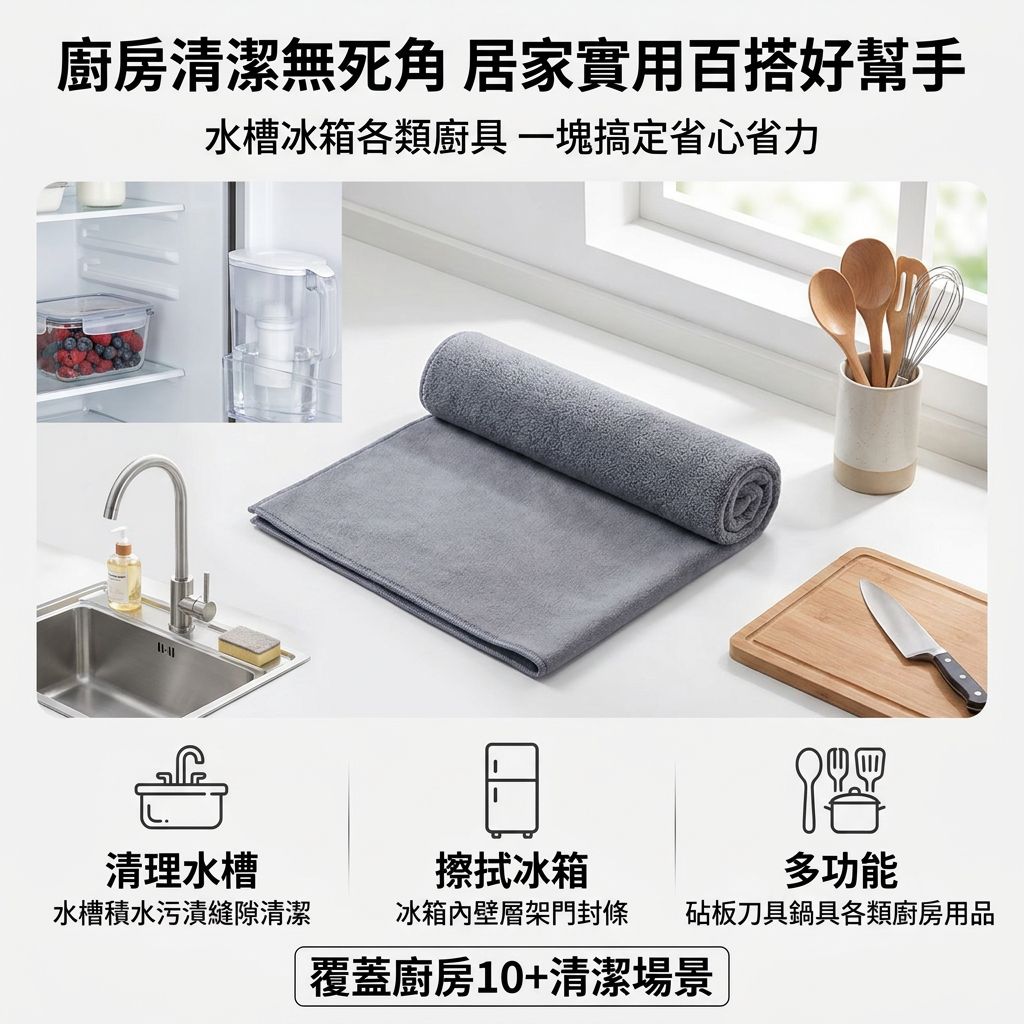 吸水無痕雙面清潔抹布商品展示