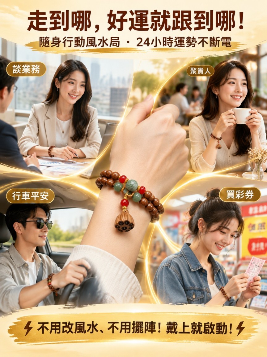 開光加持・「吉事蓮蓮」頂級避邪桃木雙圈轉運手串