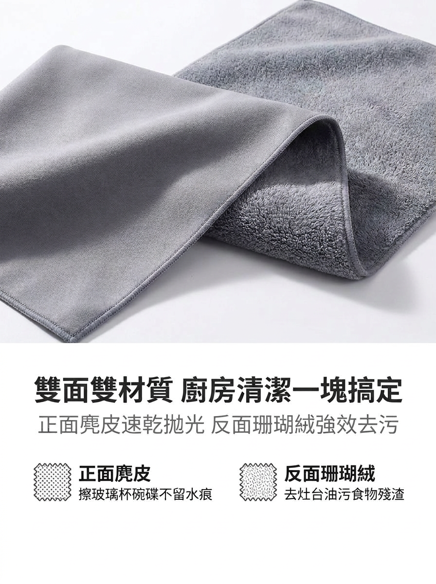 雙面設計高效去汙抹布