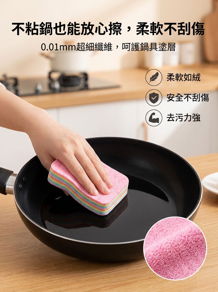 細纖維材質高效去油清潔效果