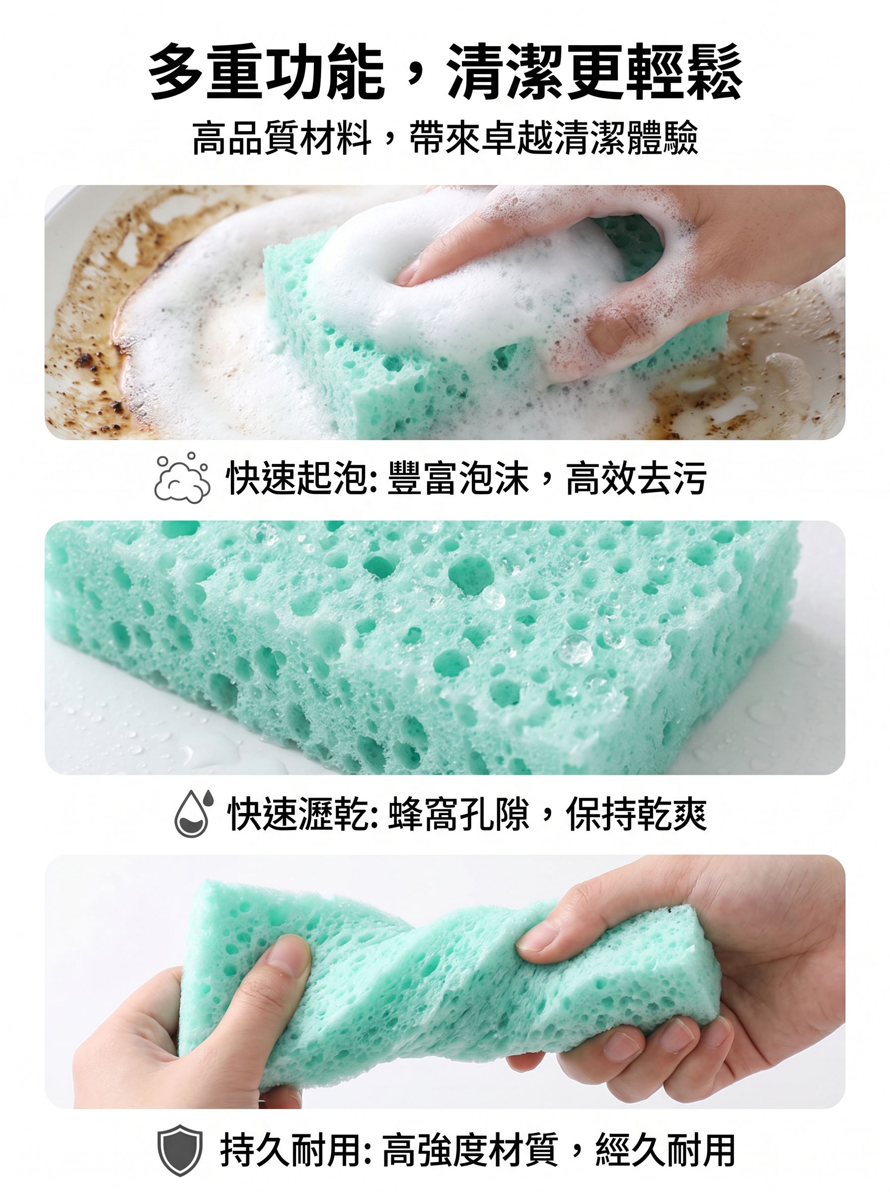 廚房用撞色海綿百潔布清潔鍋具