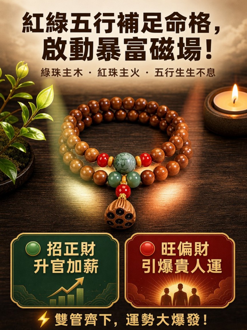 開光加持・「吉事蓮蓮」頂級避邪桃木雙圈轉運手串