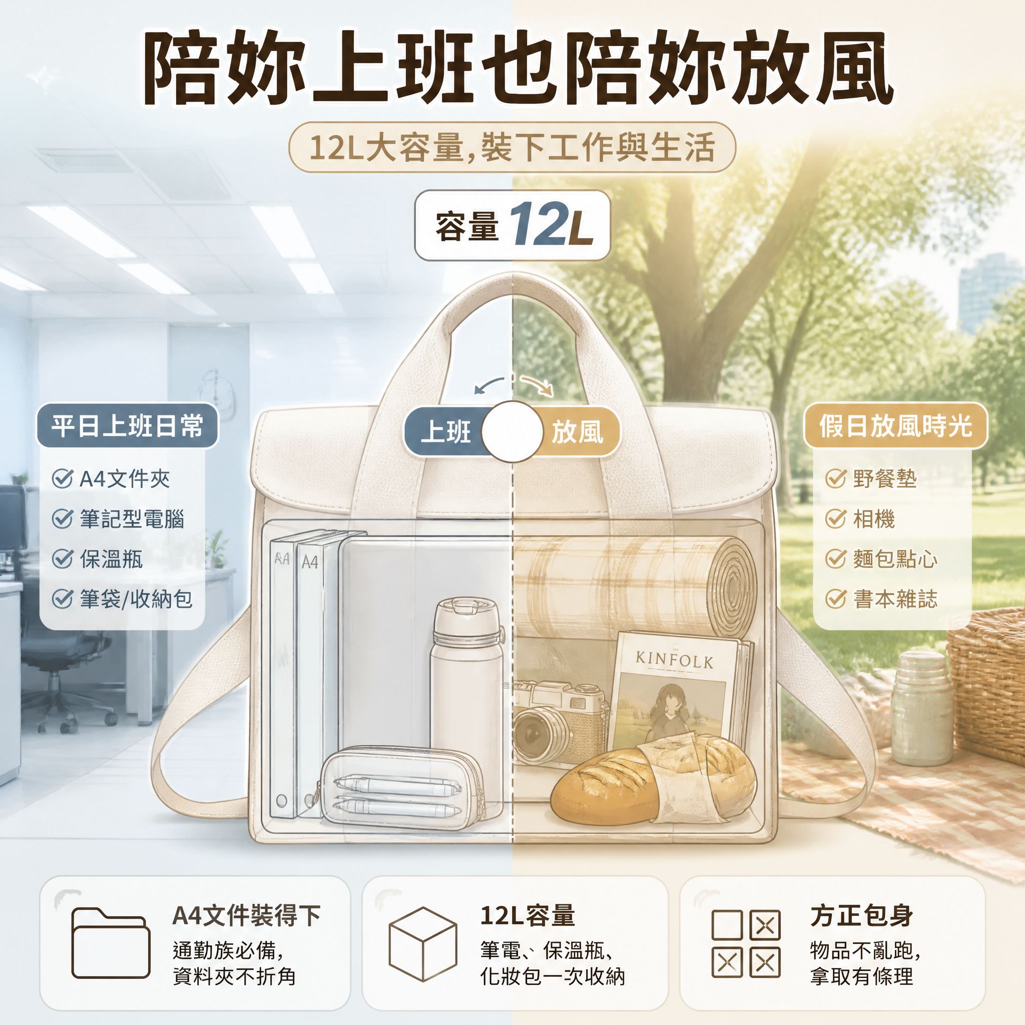 簡約帆布手提包