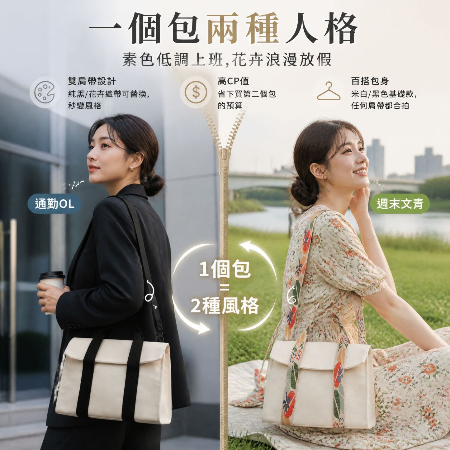 簡約帆布手提包