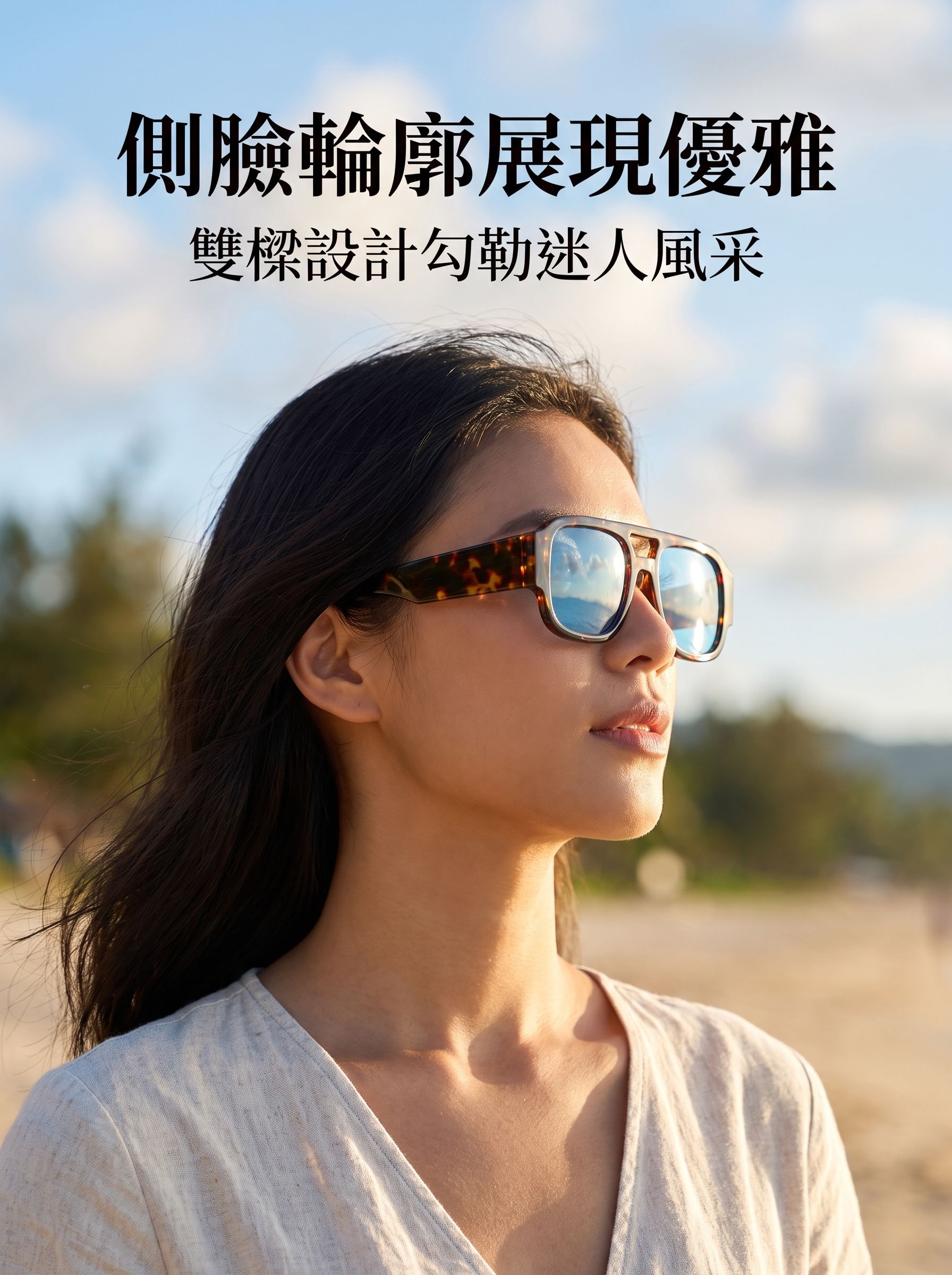 時尚太陽眼鏡佩戴效果圖