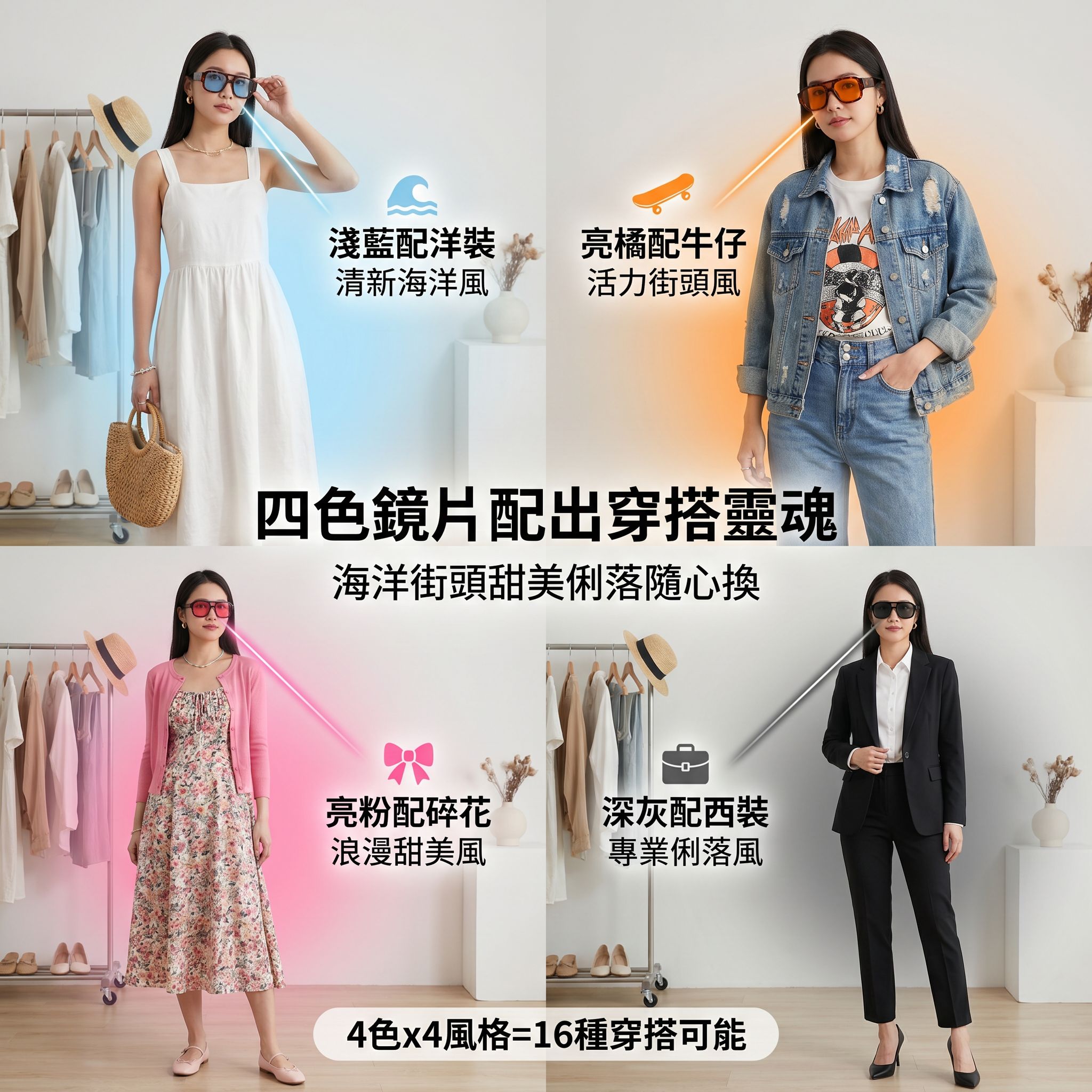潮流雙樑太陽眼鏡戶外拍攝